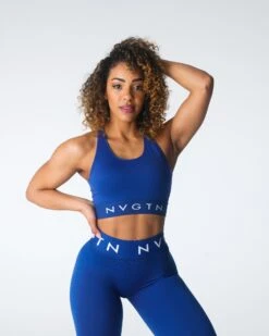 High-Impact Navy Legacy Seamless Sports Bra with Mesh Racerback