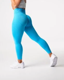 High Waisted Seamless Leggings with Glute Contour - Aqua Curve