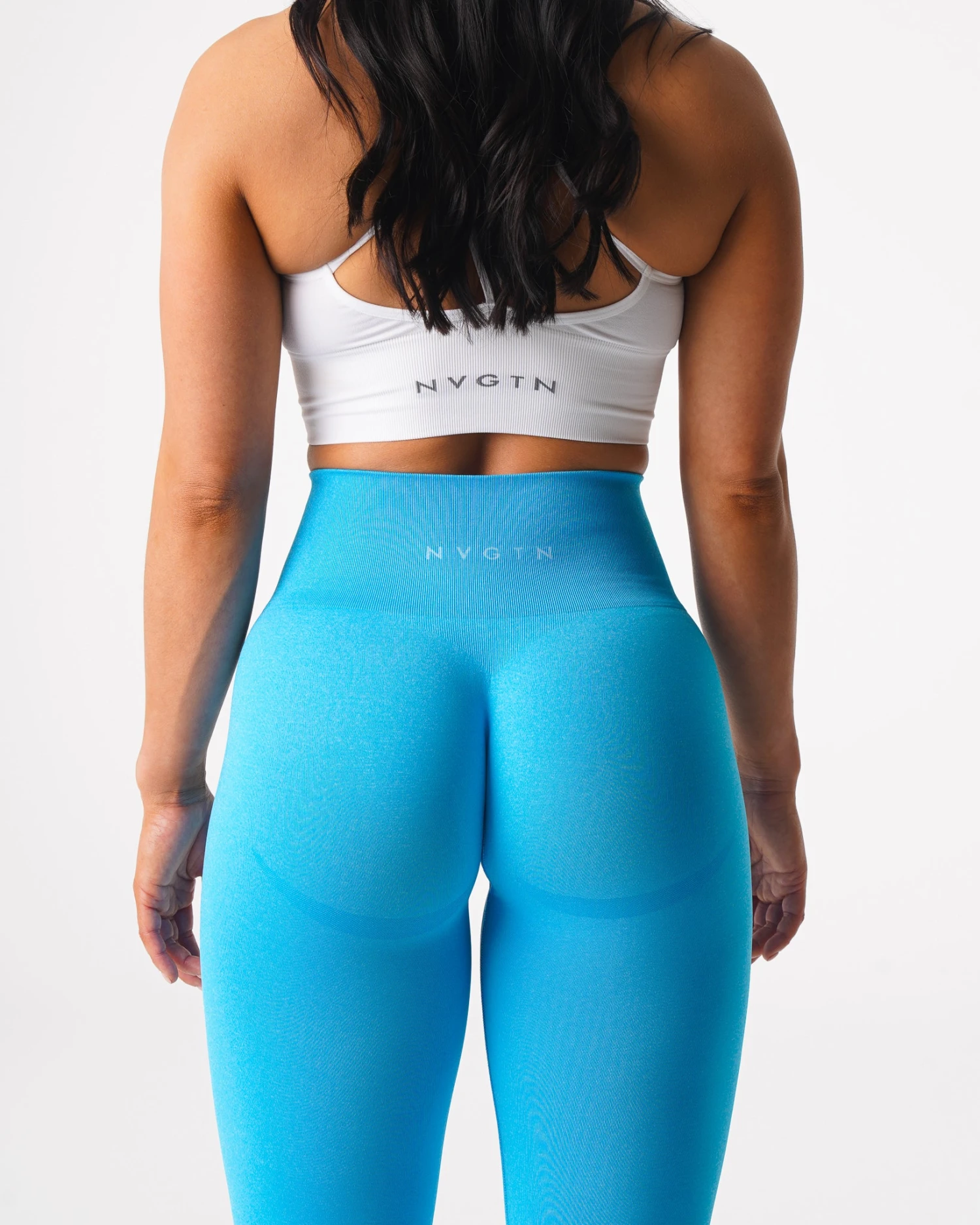 High Waisted Seamless Leggings with Glute Contour - Aqua Curve 2 High Waisted Seamless Leggings with Glute Contour - Aqua Curve - Image 2