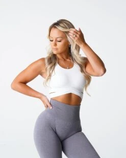 White Sculpt Seamless Bra Top with Crisscross Waist Straps -NVGTN Sportswear Shop DSC01558