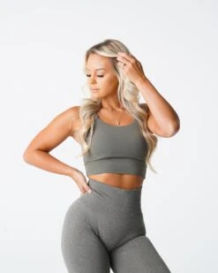 Khaki Green Poise Bra Top -NVGTN Sportswear Shop DSC01576