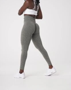 Seamless High-Waist Scrunch Leggings - Khaki Green