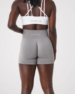 Light Grey Seamless High-Waisted Workout Shorts 7 Light Grey Seamless High-Waisted Workout Shorts -NVGTN Sportswear Shop DSC01807