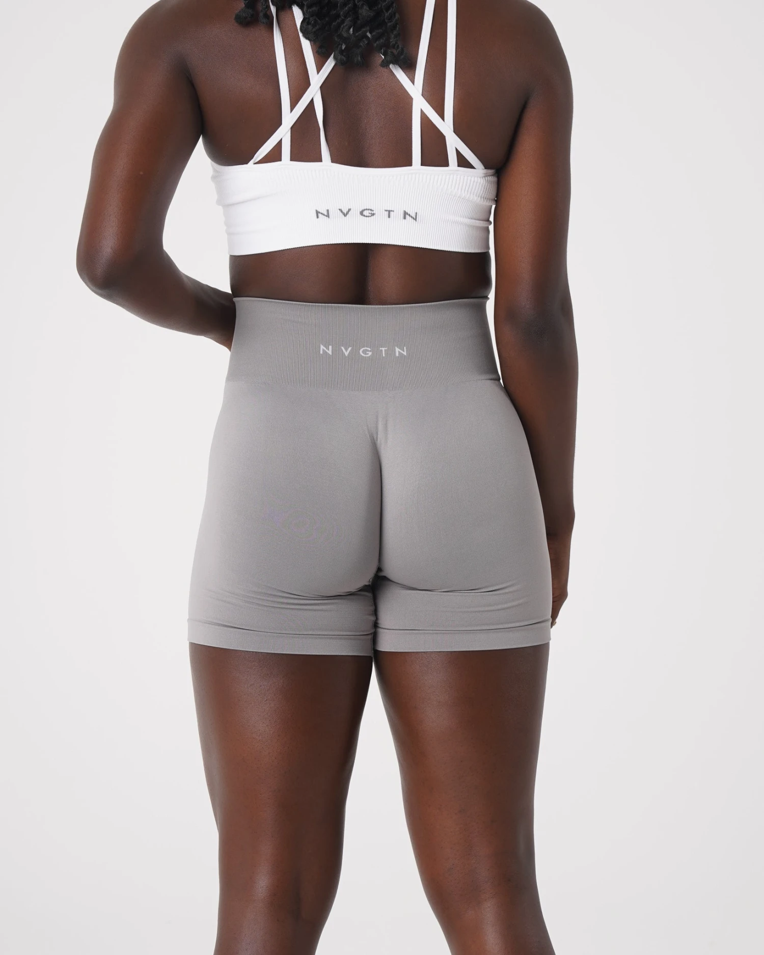 Light Grey Seamless High-Waisted Workout Shorts 4 Light Grey Seamless High-Waisted Workout Shorts - Image 4