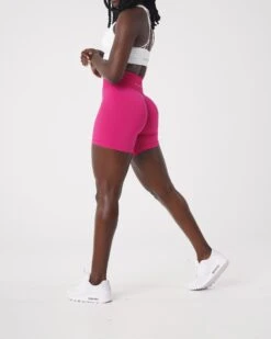 Magenta High-Waisted Seamless Compression Workout Shorts