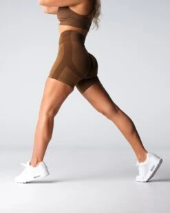 High-Waisted Seamless Performance Shorts - Mocha Sculpting Gym Shorts 6 High-Waisted Seamless Performance Shorts - Mocha Sculpting Gym Shorts -NVGTN Sportswear Shop DSC02046