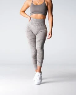Taupe Digital Seamless High Waisted Compressive Leggings -NVGTN Sportswear Shop DSC02081