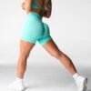 High-Waisted Seamless Workout Shorts - Mint Taper Athletic Shorts