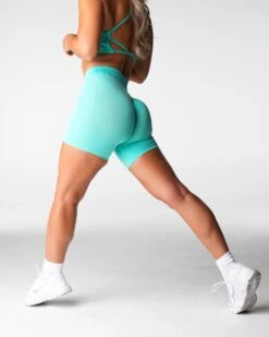 High-Waisted Seamless Workout Shorts - Mint Taper Athletic Shorts -NVGTN Sportswear Shop DSC02712