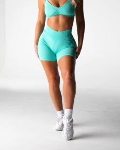 High-Waisted Seamless Workout Shorts - Mint Taper Athletic Shorts -NVGTN Sportswear Shop DSC02713