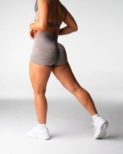 Seamless High-Waisted Workout Shorts - Taupe Breakthrough