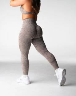 Taupe High-Waisted Seamless Leggings - Breakthrough Compression Workout Tights