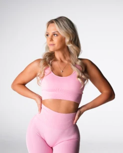 Baby Pink Enchant Seamless Criss-Cross Back Sports Bra 7 Baby Pink Enchant Seamless Criss-Cross Back Sports Bra -NVGTN Sportswear Shop DSC02871