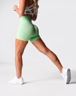 Pistachio Contour Seamless Shorts - High Waisted Sculpting Gym Wear
