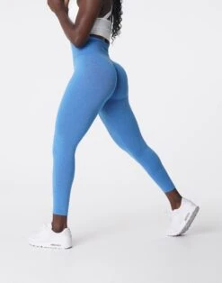 NV Seamless Leggings - Ocean Blue High-Waisted Gym Wear
