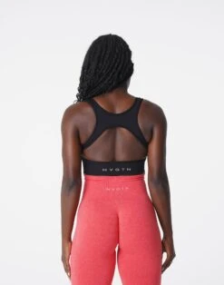 Eclipse Seamless High-Performance Sports Bra with Open Back - Black