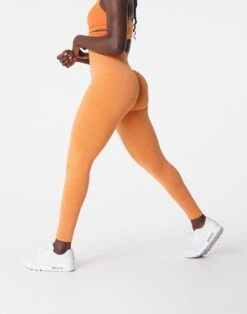 Sunset Orange Scrunch Seamless Leggings - High Waisted Booty Lifting Fit