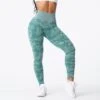 Forest Green Camo Seamless Leggings - High-Waisted Performance Tights