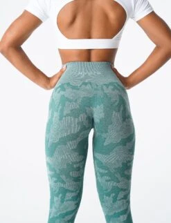 Forest Green Camo Seamless Leggings - High-Waisted Performance Tights -NVGTN Sportswear Shop DSC03384