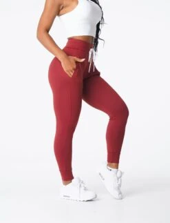 High Waisted Maroon Joggers - Ultra-Soft Performance Athletic Pants