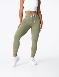 High Waisted Olive Joggers - Women's Athletic Lounge Pants