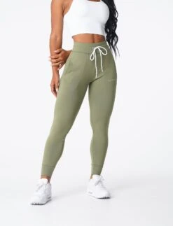 High Waisted Olive Joggers - Women's Athletic Lounge Pants -NVGTN Sportswear Shop DSC03423
