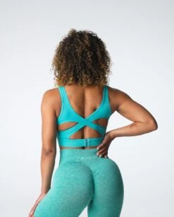 Turquoise Allure Medium Impact Sports Bra with Adjustable Band