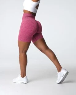 Crimson Scrunch Seamless High Waisted Gym Shorts