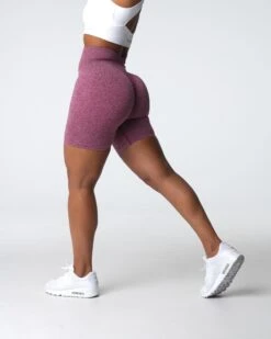 Maroon High Waisted Scrunch Seamless Fitness Shorts