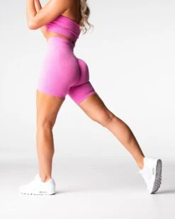 High Waisted Bubble Gum Pink Lift Seamless Shorts - Glute Contouring Gym Wear