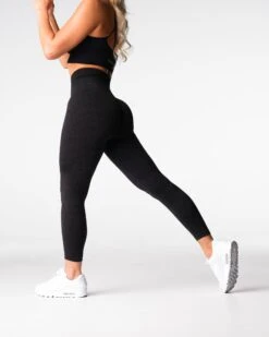 Women's High Waisted Black Digital Seamless Leggings - Compressive Workout Tights