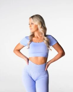 Seamless Cap Sleeve Sports Bra with Twist Back Detail - Periwinkle -NVGTN Sportswear Shop DSC03623 f4f5b384 4991 433c 8879 b52ed966ef73