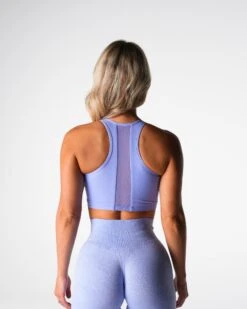 Periwinkle Radiance Strappy Mesh Sports Bra - High Performance Support