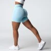 Pastel Blue Seamless Contour Workout Shorts