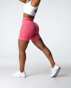 Coral High-Waisted Seamless Contour Workout Shorts