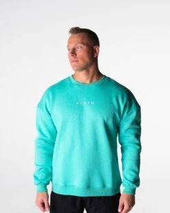 Turquoise Men's Crew Neck Sweatshirt - Premium Cotton Relaxed Fit Pullover