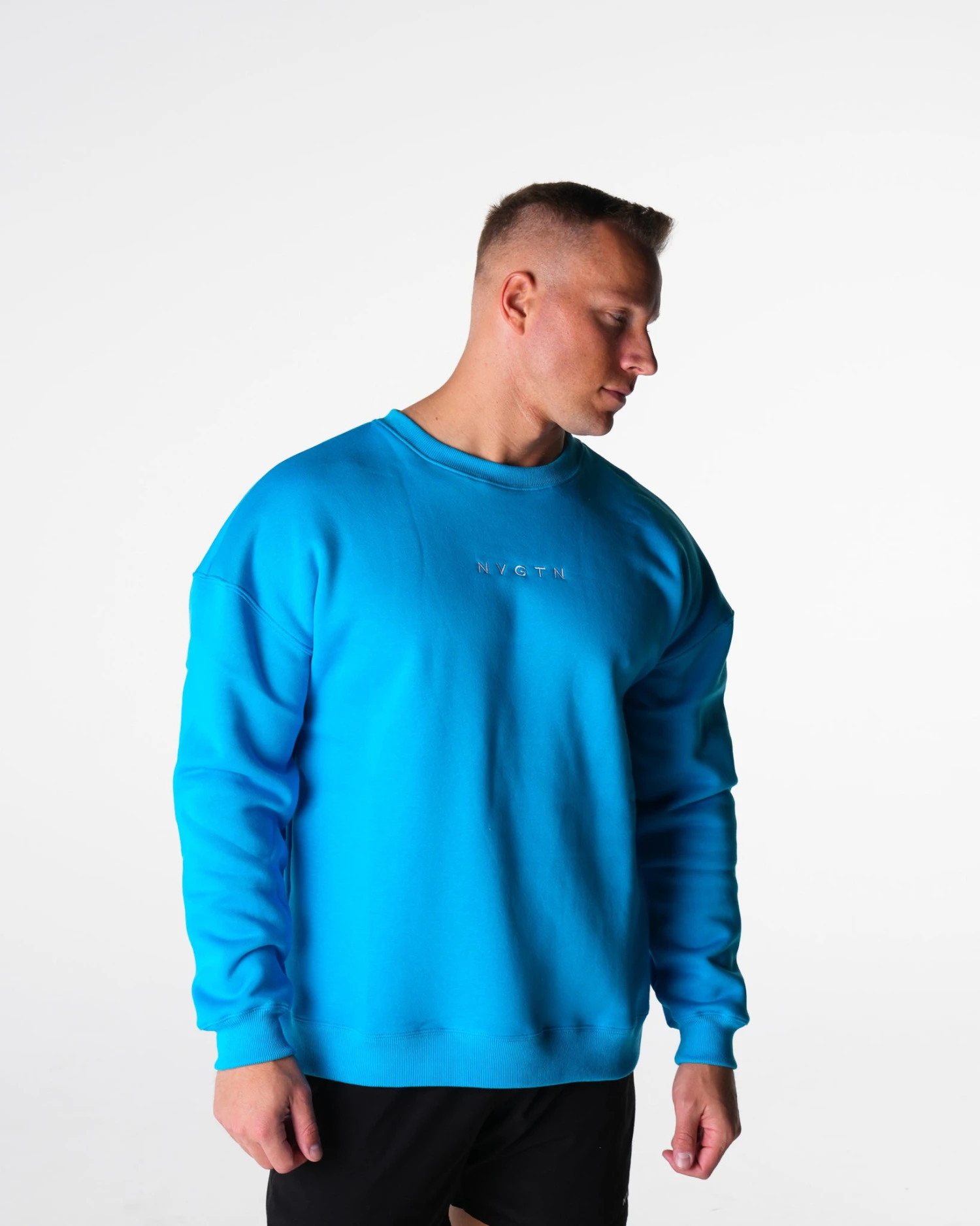 Men's Relaxed Fit Comfort Crew Neck Sweatshirt in Oasis Blue 3 Men's Relaxed Fit Comfort Crew Neck Sweatshirt in Oasis Blue - Image 3