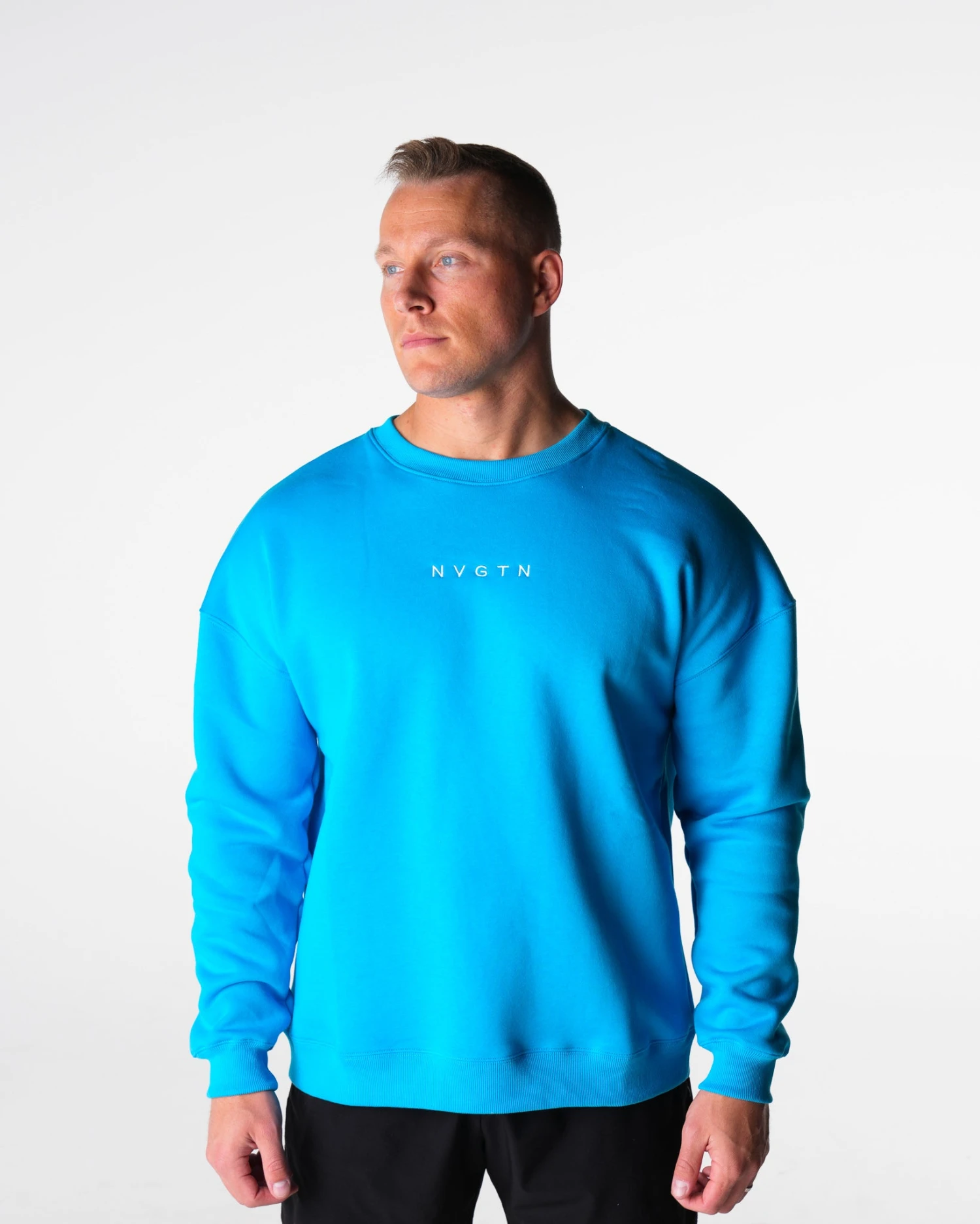 Men's Relaxed Fit Comfort Crew Neck Sweatshirt in Oasis Blue 1 Men's Relaxed Fit Comfort Crew Neck Sweatshirt in Oasis Blue