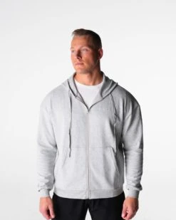 Men's Elite Full Zip Athletic Hoodie - Light Grey