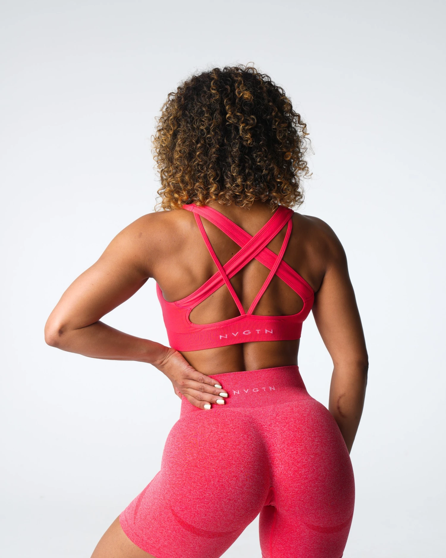 Seamless Medium Impact Sports Bra - Candy Apple Red Star Back Workout Top 4 Seamless Medium Impact Sports Bra - Candy Apple Red Star Back Workout Top - Image 4