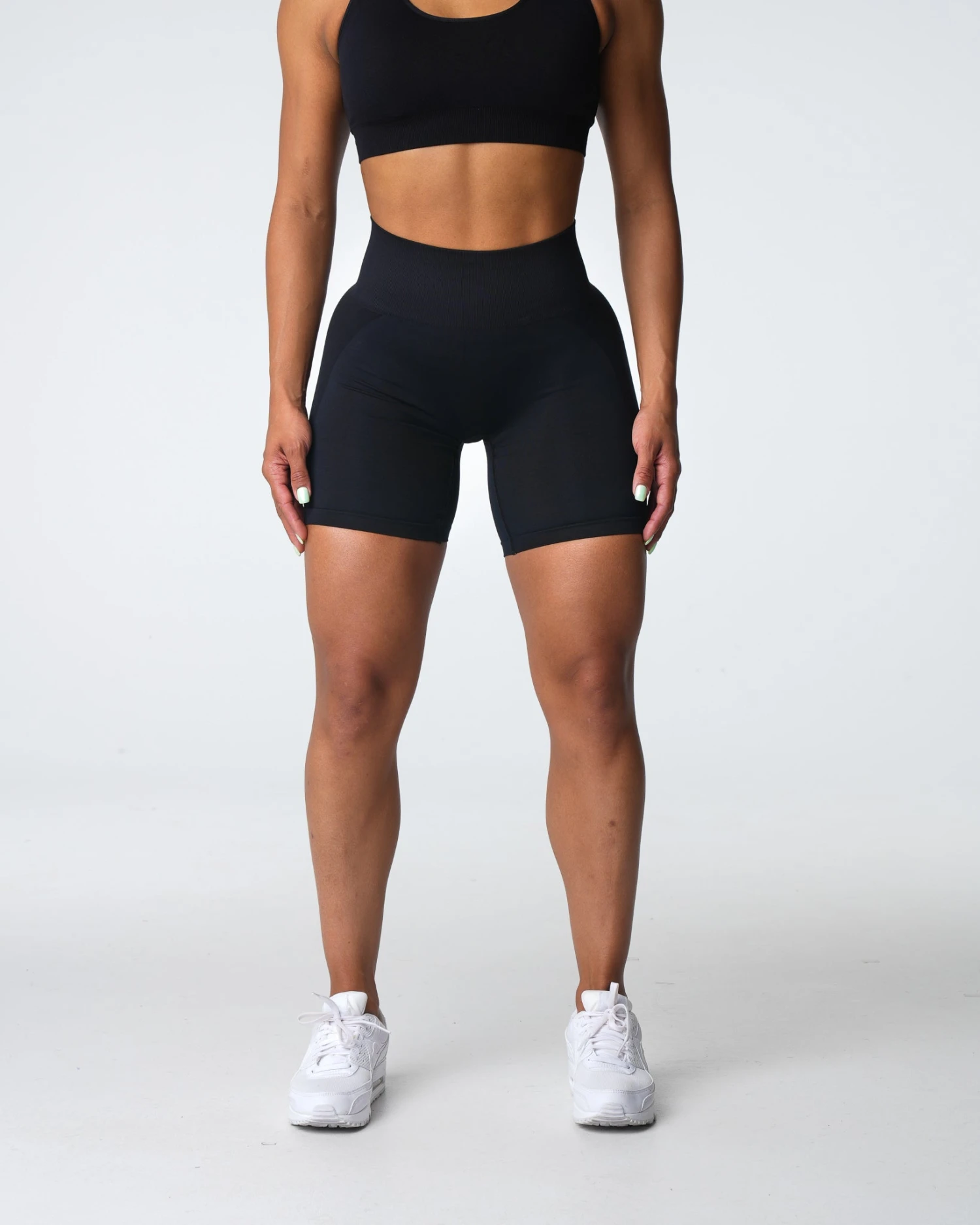 Black Contour 2.0 Seamless High Waisted Scrunch Workout Shorts 3 Black Contour 2.0 Seamless High Waisted Scrunch Workout Shorts - Image 3