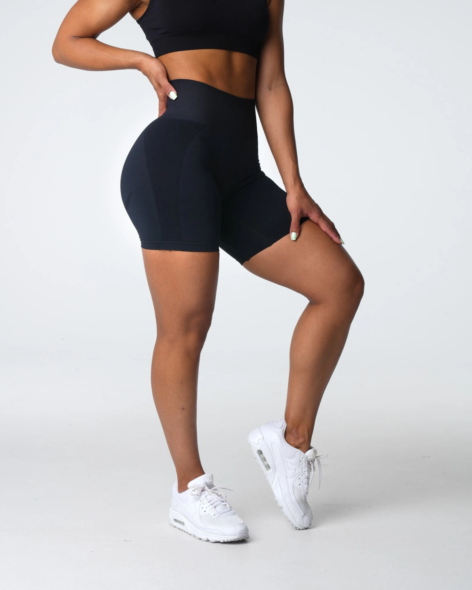 Black Contour 2.0 Seamless High Waisted Scrunch Workout Shorts 4 Black Contour 2.0 Seamless High Waisted Scrunch Workout Shorts - Image 4