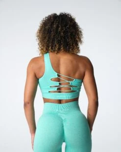 Mint Passion One-Shoulder Seamless Bra with Crisscross Back