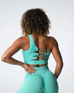 Mint Passion One-Shoulder Seamless Bra with Crisscross Back -NVGTN Sportswear Shop DSC03860