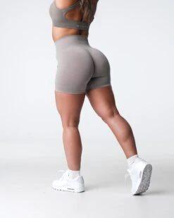 High-Waisted Taupe Pro Seamless Athletic Shorts
