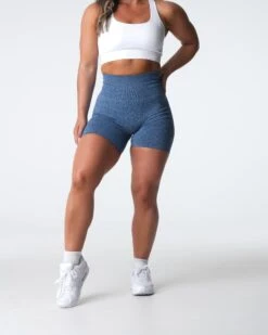 Slate Blue Seamless Scrunch Shorts | High-Waist Performance Athletic Wear 6 Slate Blue Seamless Scrunch Shorts | High-Waist Performance Athletic Wear -NVGTN Sportswear Shop DSC04263
