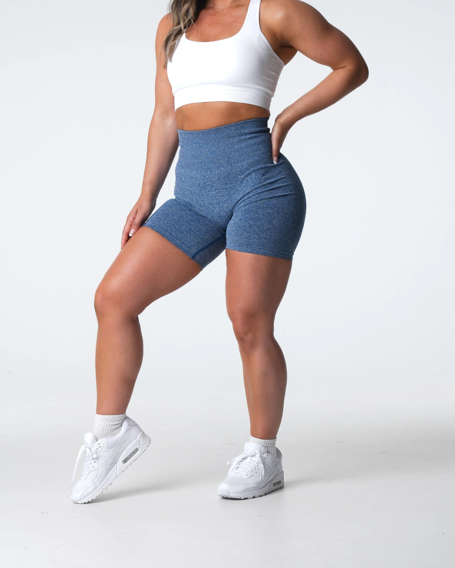 Slate Blue Seamless Scrunch Shorts | High-Waist Performance Athletic Wear 4 Slate Blue Seamless Scrunch Shorts | High-Waist Performance Athletic Wear - Image 4