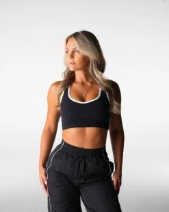 Medium Impact Sports Bra - Black Stride Performance Athletic Top
