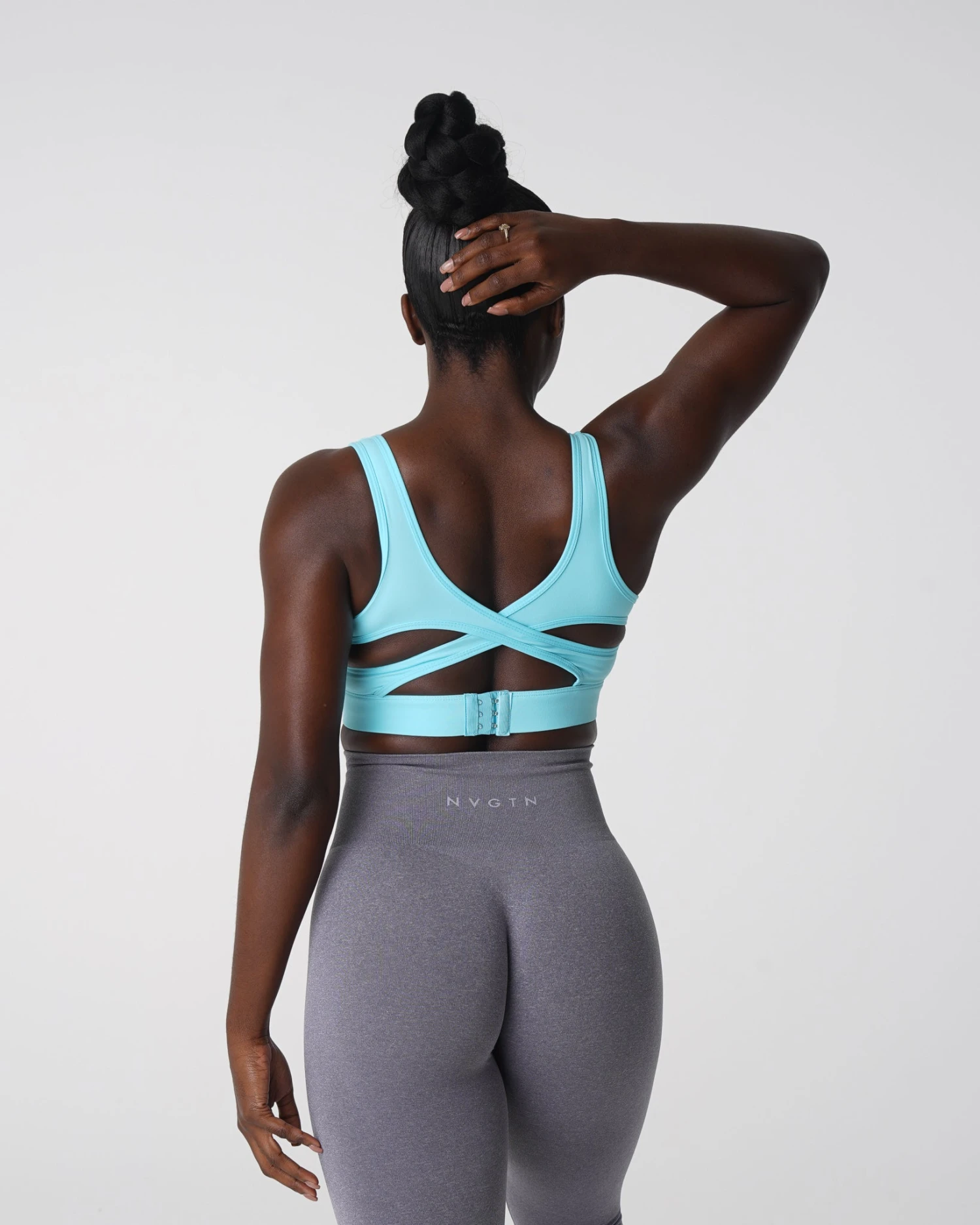 Medium Impact Criss-Cross Sports Bra - Capri Blue Allure Bra 1 Medium Impact Criss-Cross Sports Bra - Capri Blue Allure Bra