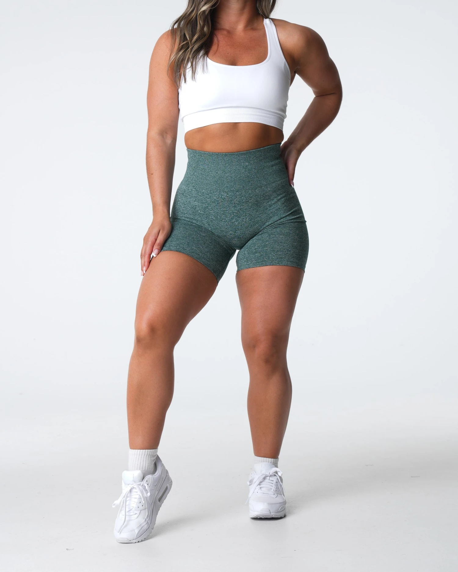 Forest Green High Waisted Scrunch Seamless Gym Shorts 3 Forest Green High Waisted Scrunch Seamless Gym Shorts - Image 3